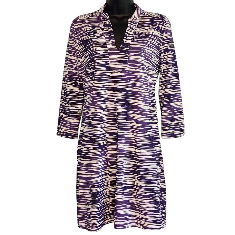 Ellie Kai shift dress purple geometric print size 2